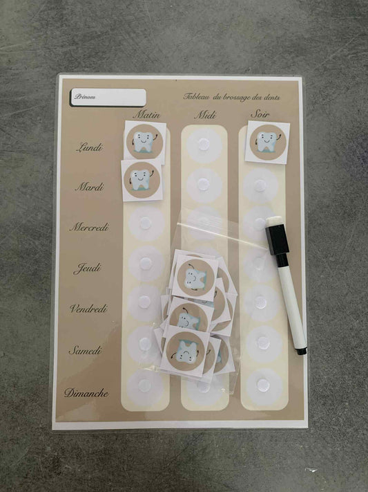 Tableaux du brossage des dents + feutre effaçable